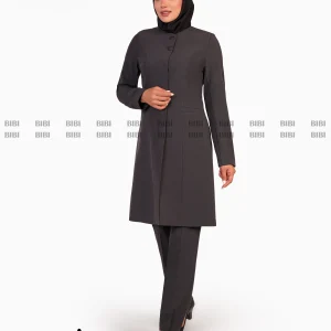 مانتو اداری یقه گرد دکمه مخفی